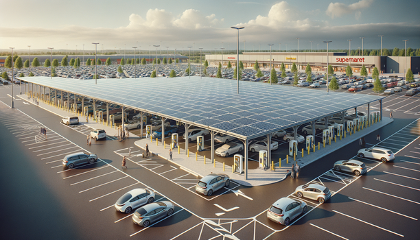 Photovoltaik Carports auf Edeka-Parkplätzen